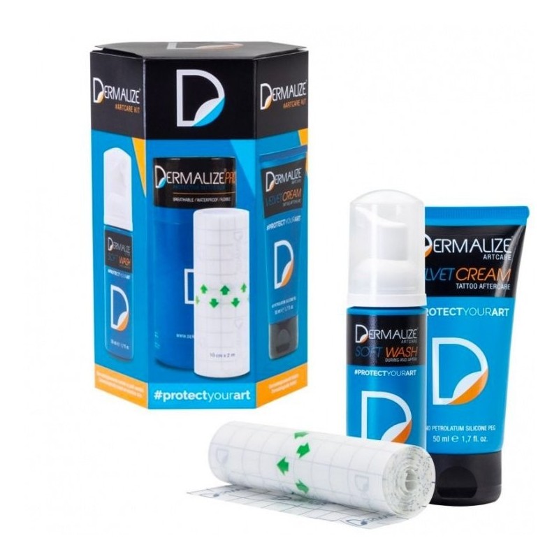 Dermalize Artcare Kit Cura | Velvet Cream 50ml | Soft Wash 50ml | Dermalize PRO roll (10cmx2m)