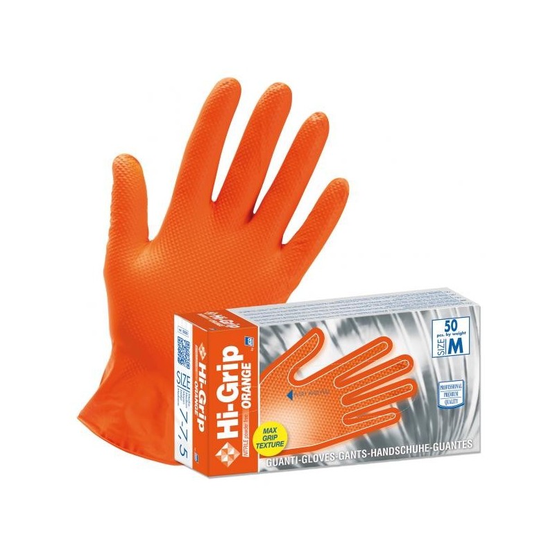 HI-GRIP ORANGE IN NITRILE CF.50PZ